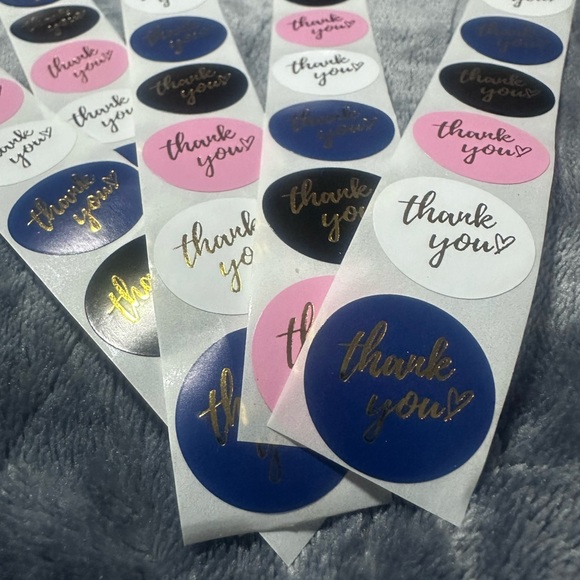 50 Stickers*Thanks you* Labels stickers in 4 different colors - gold foil text - Picture 6 of 7